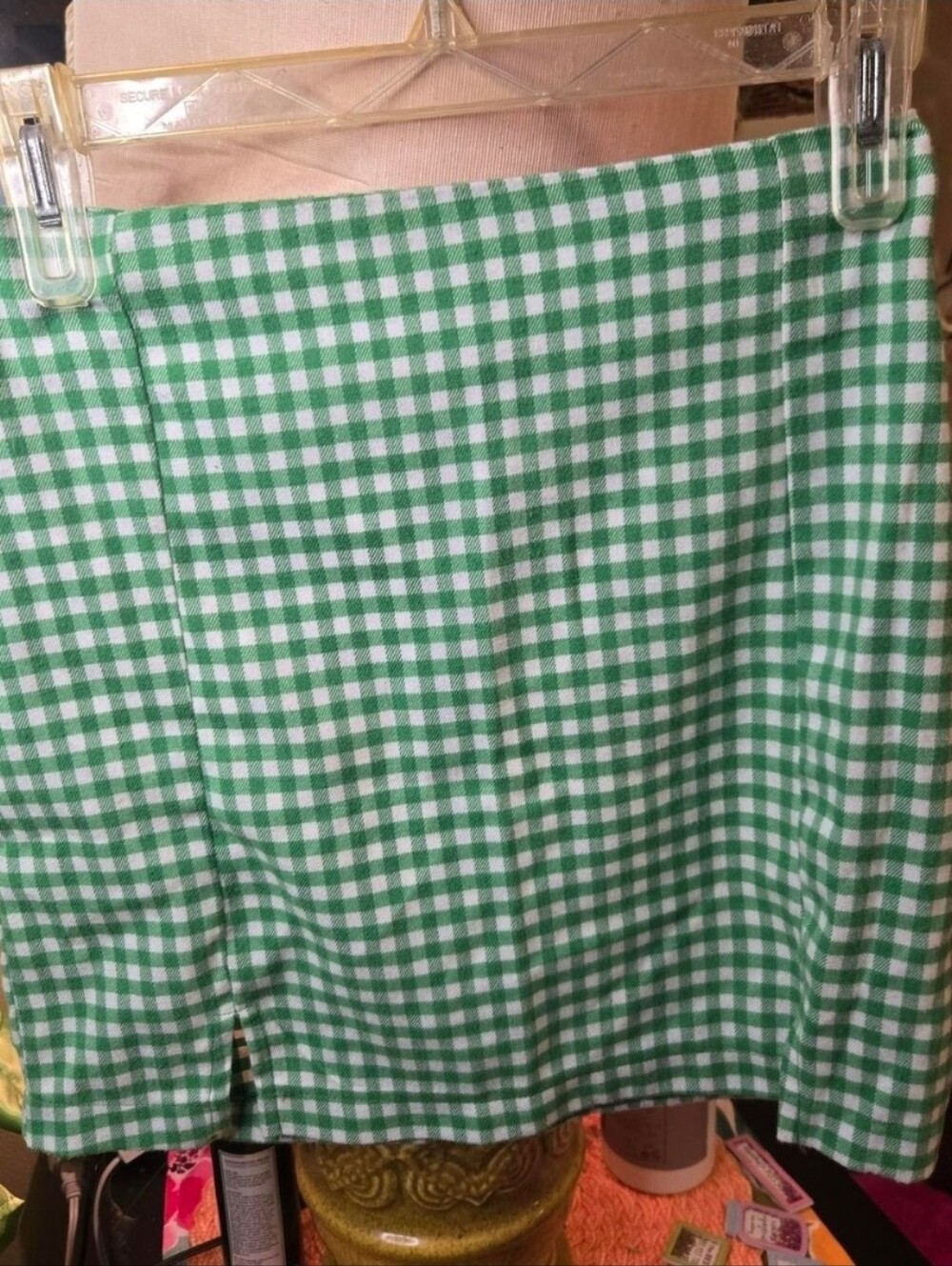 green gingham mini skirt with a timeless check pattern By Love On A Hanger Xs/s
